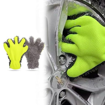 1 Set, Chenille Microfiber 5-Finger Wash Mitt, Scratch-Free