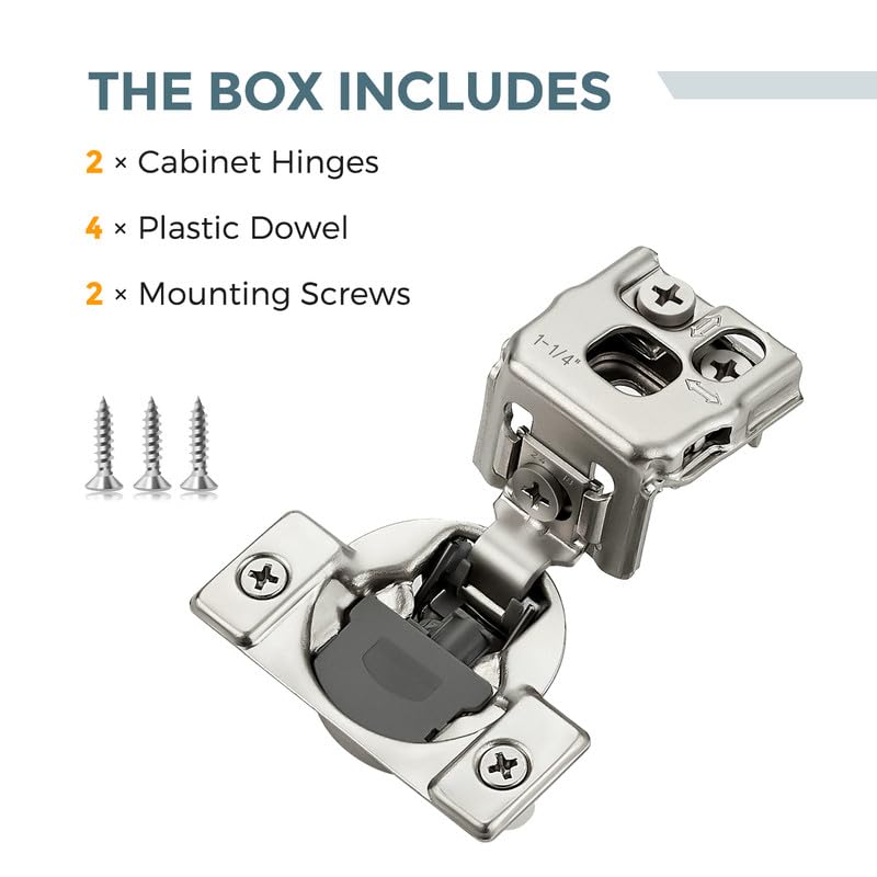 HOME EDIT 1 Pair 1-1/4 Inch Overlay Soft Close Cabinet Hinges Door Hinges - size: 1-1/4 inch Overlay