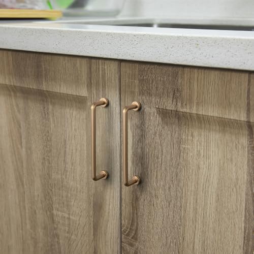 Goo-Ki 6 Pack 4" Center to Center Champagne Bronze Modern Cabinet Pulls Solid Contemporary Home Improvement Hardware Drawer Pulls Zinc Alloy Kitchen Handles - color: Champagne Bronze, size: 4'' Center to Center
