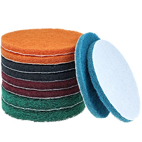 Scrubber Scouring Pads, 4.76-Inch Hook and Loop Conditioning Discs, 10 Pack