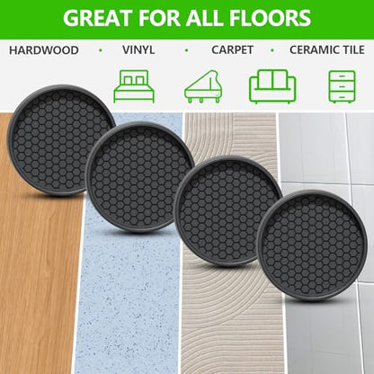 Non Slip Furniture Pads- 4PCS 3" Round Anti Skid Grippers Floor Protectors - size: 3" 4pcs Black