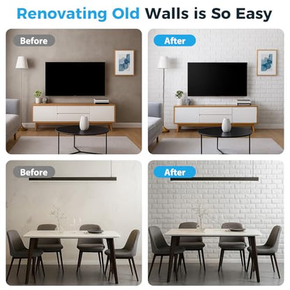 30 Pcs 3D Wall Panels, White Brick Printable 3D Wallpaper Stick and Peel, Self Adhesive Waterproof Foam Faux Brick Paneling for Bedroom, Bathroom, Kitchen, Fireplace (29.06 sq feet Coverage) - color: White