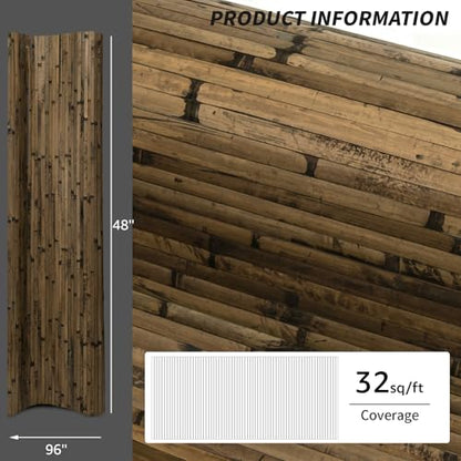 Art3d 48 x 96 in Pole Wrap Natural Bamboo Wall Panel, 2-Pack, Dark Burned - color: Dark Burned, size: 2-48 inches x 96 inches