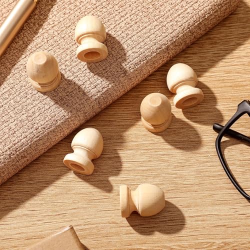 Pinkunn 30 Pcs Wood Drawer Knobs Finial Dowel Rod Unfinished, Acorn - style: Acorn