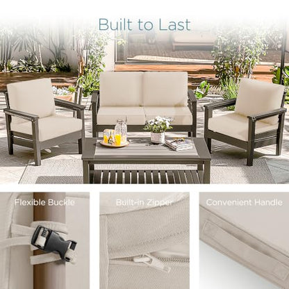 Codi Outdoor Chair Cushions, 24x24 Deep Seat Replacement Set, Beige - color: Beige, size: 24x24"