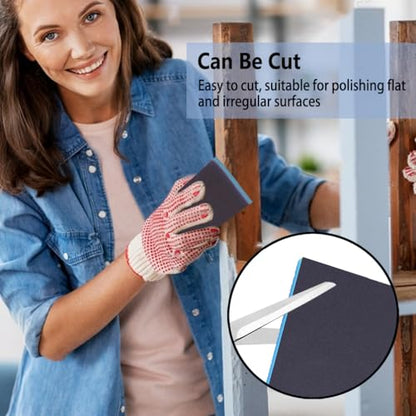 16 Pack 320 Grits Sanding Sponge Fine Sanding Block, Washable and Reusable Wet Dry Sandpaper Block Sandpaper Sponge for Wood Metal FurniturePaint and Drywall - color: Blue, size: 320 Grits-16PCS