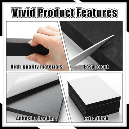 4 Pcs 1" Thick Foam Padding Sheet with Adhesive Backing Closed Cell - color: Black, size: 1 Inch Thick, 12 x 8 Inches