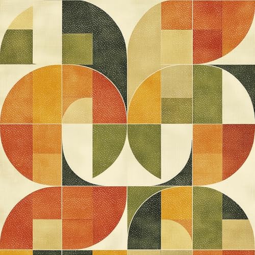 HOMETITUTE Green Retro Geometric Peel Stick Vinyl Floor Tile 12x12 Inch - style: Retro Abstract Geometric