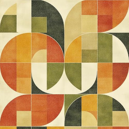 HOMETITUTE Green Retro Geometric Peel Stick Vinyl Floor Tile 12x12 Inch - style: Retro Abstract Geometric