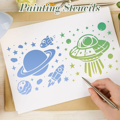 Space Astronaut Stencils for Crafts Reusable 20Pcs Stencils(5.9X5.9 Inch) - color: Astronauts