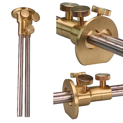 Double blade Wheel Marking Gauge Kit with 2 Extra Cutter Wheels and Screws, Small Anti Roll Brass Head, Metric Micro Adjuster Ruler, Woodworking Tools Scriber for Woodworking - color: W-dmg-1pc