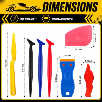 Car Vinyl Wrap Tool Kit,Upgraded Car Wrapping Kit with Gloves/Vinyl Wraps Magnets/Plastic & Felt Squeegee for Automotive Film Application,Professional Vinyls Application Tools