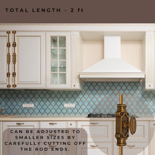 Antique Brass Cremone Bolt Set - Solid Brass Cabinet Hardware with 2' Rods & Handle, Perfect for Cabinets & Restoration Projects, Easy One-Side Operation for Timeless Charm