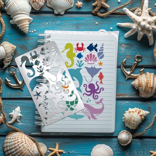 UNICRAFTALE 2Pc Mixed Animal Metal Stencil Dolphins Lions Cats Stainless Steel Metal Template Drawing Stencils Templates for DIY Scrapbooking Photo Album Decorative Embossing DIY Paper Card - style: Mixed Animal