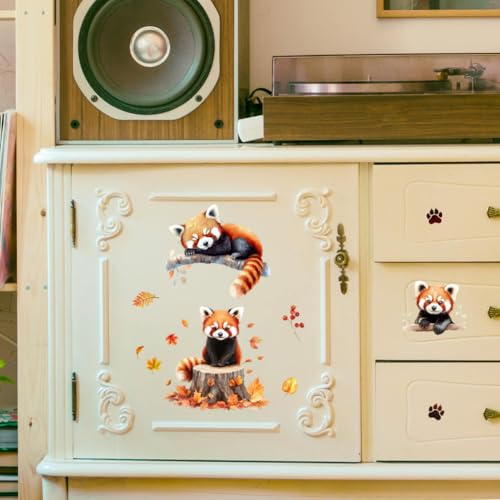 Peacoblue Red Pandas, Flowers Rub On Transfers for Furniture Craft 6"x12" - style: Red Pandas with Flowers
