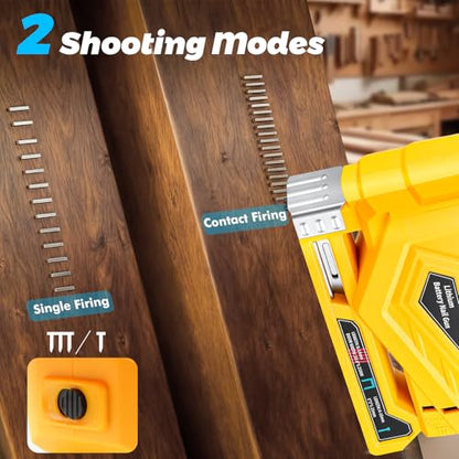 Cordless 18 Gauge Brad Nailer Compatible with 20V Battery, 2-in-1 Brad Nailer/Narrow Crown Stapler, Electric Nail Gun with Nails/Staples, Dual Mode Framing Nail Gun for Trim Wood Crafting - No Battery