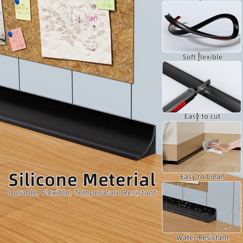 Kneelisa Flexible Quarter Round Molding Trim Peel and Stick 236Inch Black - color: Black, size: 236 Inch