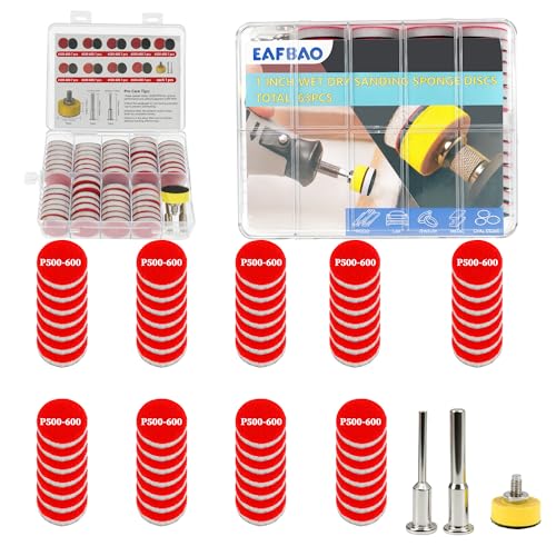 63 PCS 1 Inch Sanding Dremel Discs Hook and Loop Sandpaper 500-600 Grit - style: 500-600 Grit