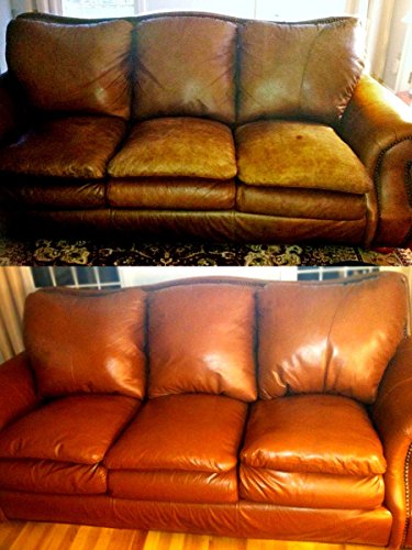 Furniture Leather Max Leather Refinish and Restorer Touch Up Kit / 1 Oz Restorer / 2 Oz Conditioner / 1 Sponge (Leather Repair) (Vinyl Repair) (Cap Tan) - color: Cap Tan