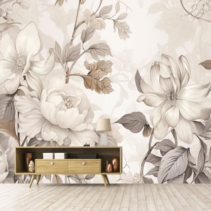 Warm-Toned Peony Flower Mural Peel-and-Stick - 85"x118" - color: ZZSL-05, size: 85"x118"