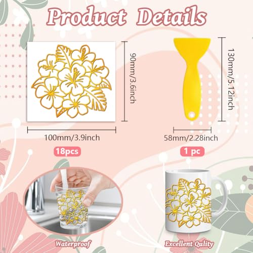 Peacoblue Golden Flower Leave Rub On Transfers for Craft, Transfer Sticker - style: Golden Flowers and Leaves