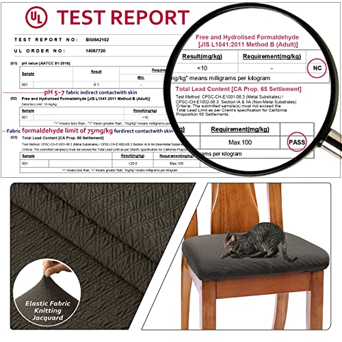 BUYUE Dining Room Chair Seat Covers Set of 6, TPU not Mixed, Friendly Jacquard Fabric Stretch Washable Slipcover for Kitchen Seat Cushions, Brown-6PCS - color: Brown, size: 6pcs