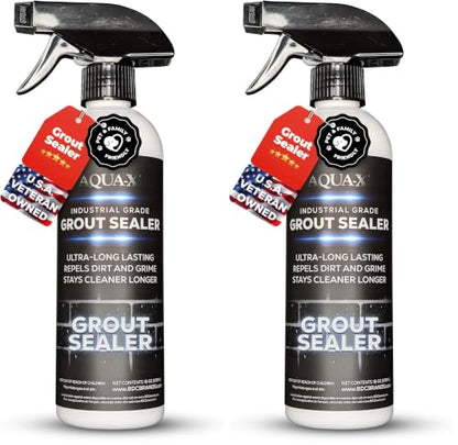 AQUA-X 16 Oz. Grout Sealer, Clear Grout and Tile Sealer, Natural Finish, Professional Grade, Indoor & Outdoor, Fast Dry and Long Lasting Protection (Pack of 2) - size: 1.00 Pound (Pack of 2)
