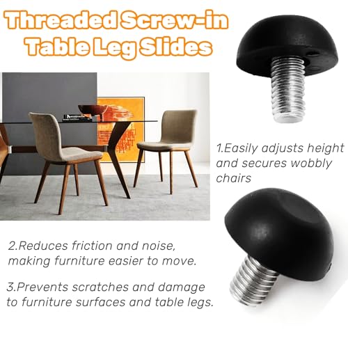 18Pcs 8mm x 1.25 M8 Adjustable Furniture Legs Feet, Stainless Steel Table Levelers Outdoor Screw in Leveling Feet for Patio Table, Chairs, Cabinet Desk and Stool - size: 18PCS