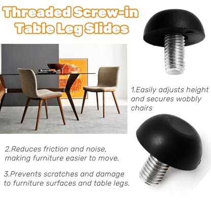 18Pcs 8mm x 1.25 M8 Adjustable Furniture Legs Feet, Stainless Steel Table Levelers Outdoor Screw in Leveling Feet for Patio Table, Chairs, Cabinet Desk and Stool - size: 18PCS