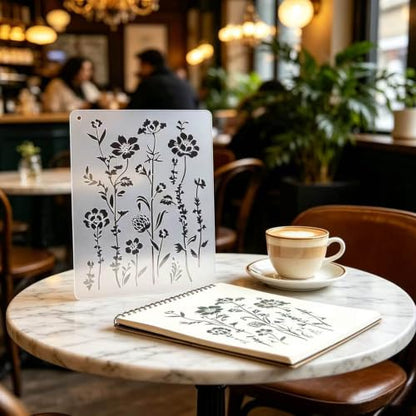 Flower Stencils for Painting Reusable Wildflower Stencil Wall Furniture DIY - size: US Letter Size (8.5" × 11")
