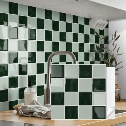 10 Sheets Upgraded Thicker Design Tile Peel and Stick Backsplash - color: Green