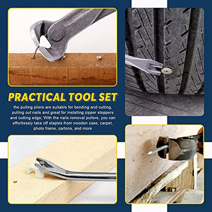 Swpeet 4Pcs Tack Puller Staple Remover Tool Set, Upholstery and Construction U Tip Nail Tack Puller U Tip Fastener Remover Carpet Remover Pefect for Removing All Kinds of Staples for Furniture, Floor