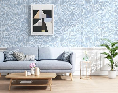Guvana Blue Wallpaper Peel and Stick Modern Blue and White Contact Paper - color: Blue and White, size: 17.3" x 197"