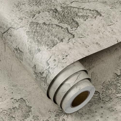 FunStick Grey Cracked Concrete Wallpaper Peel and Stick Textured Cement Wallpaper for Bedroom Bathroom Renter Friendly Wall Paper Self Adhesive Gray Concrete Contact Paper for Walls Countertops 12x200 - size: 12" x 200"