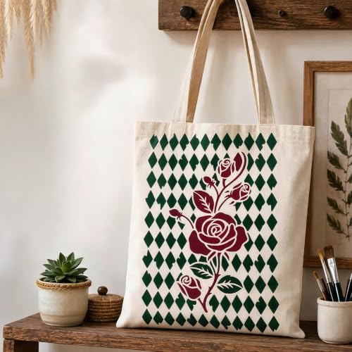 TIAMECH A4 Reusable Lattice Rose Diamond Grid Stencil for Painting - color: Lattice Rose Diamond Grid