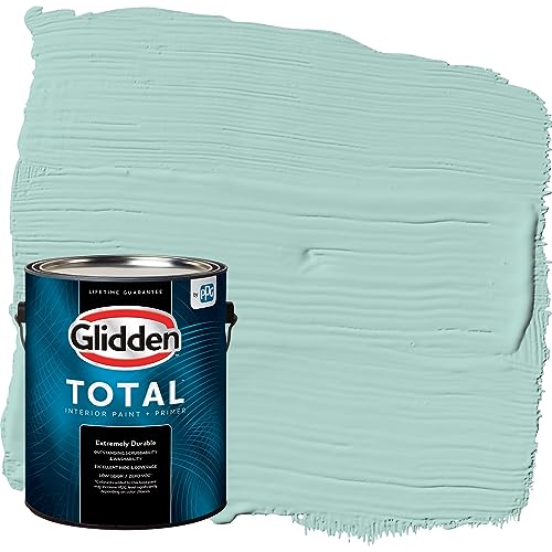 Glidden Total Interior Wall Paint & Primer All-in-One, Cassiopeia/Aqua-Green, Flat, 1 Gallon - color: Cassiopeia, size: 128 Fl Oz (Pack of 1)