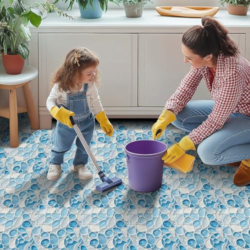 HOMETITUTE Water Drop Glass Floor 12x12 Vinyl Tile - color: Blue#12