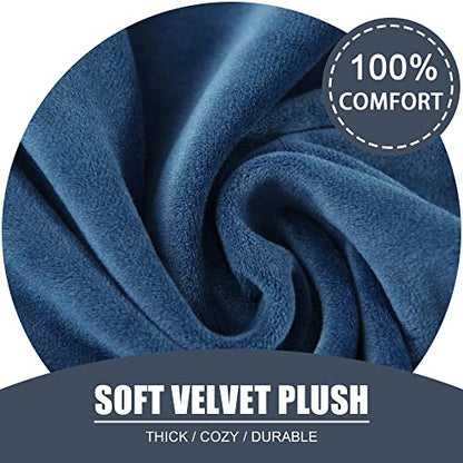 Stretch Cushion Cover, Soft Velvet Plush Cushion Slipcovers Loveseat Sofa Covers Couch Seat Covers Furniture Protector with Elastic Bottom (Large, Blue) - color: Blue, size: Large