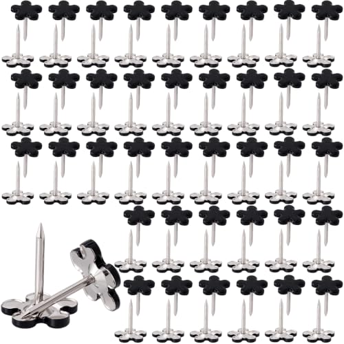 100pcs Flat Head Thumb Tacks for Wall, Black, 0.46" x 0.6" - color: Black, 100pcs, Style 2