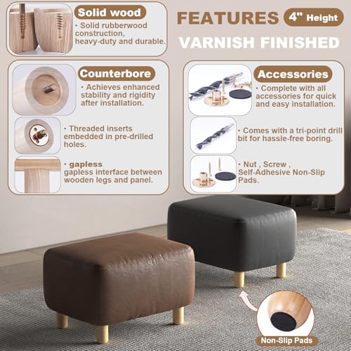 4 Inch Varnished Wood Furniture Legs Set of 4 - Solid Wooden Couch & Sofa Legs - Feet for Ottoman,Cabinet,Dresser,Bench, Chair, Dining Table (Patas para Muebles) - color: Varnished, size: 4 Inch