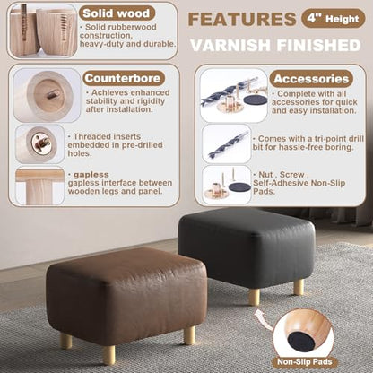 4 Inch Varnished Wood Furniture Legs Set of 4 - Solid Wooden Couch & Sofa Legs - Feet for Ottoman,Cabinet,Dresser,Bench, Chair, Dining Table (Patas para Muebles) - color: Varnished, size: 4 Inch