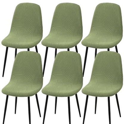 HAOYONG Modern Dining Chair Covers Printed Shell Chair Cover Lounge Armless Chair Cover Stretchable Slipcovers for Kitchen, Office, Dining Room and Living Room(Set of 6) - color: Olive Green, size: 6 PCS