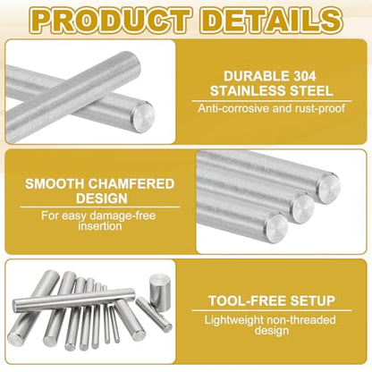 PATIKIL 6mm x 90mm Dowel Pin Stainless Steel, 6 Pcs 304 Stainless Steel Pegs Shelf Pins Rod Support Metal Fasten Elements for Shelves Furniture Fixing Component, Silver - size: 6mm x 90mm