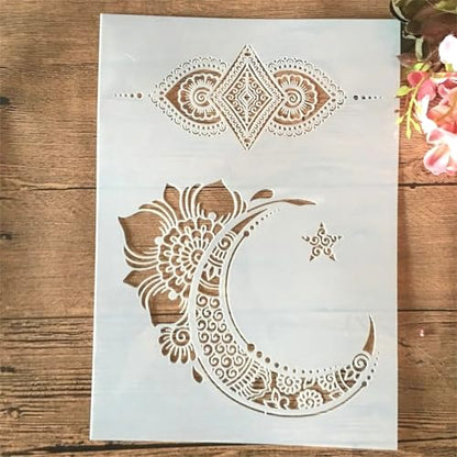 TIAMECH A4 Reusable Palace Moon Flower Stencil for Painting - style: Palace Moon Flower