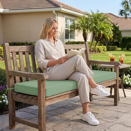 Summsun Outdoor Bench Cushion Pad, 42 x 18 x 3 Inch, Sage Green - color: Sage Green, size: 42x18x3 Inch