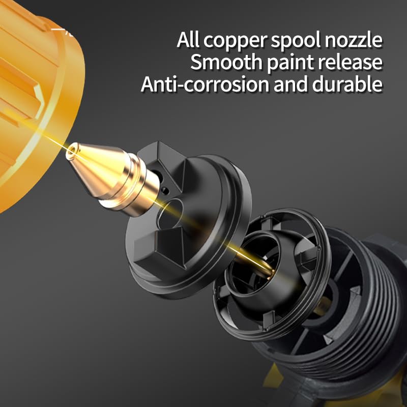 Paint Sprayer 1000W HVLP Electric Spray Paint Gun with 6 Copper Nozzles and 3 Spray Patterns 1200ML High Capacity Container for Furniture, Fences, Walls, Garage Doors (Yellow) - color: Yellow