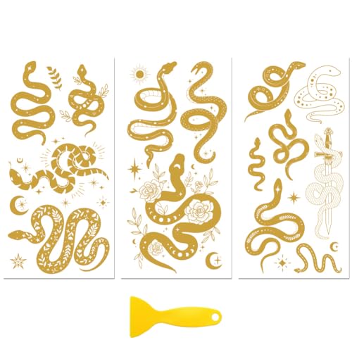 Peacoblue Golden Snake Rub On Transfers for Furniture Craft 6"x12" - style: Golden Snake