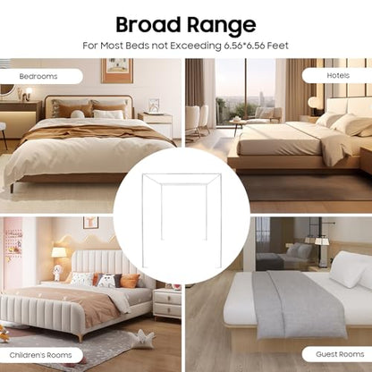 Canopy Bed Frame, Bed Canopy Frame Poles Corner Bracket, Post 4 Corner Bed Poles Netting Bracket Stainless Steel Silver Post with Accessories(King)