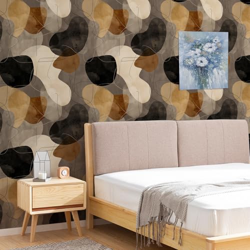 Modern Abstract Peel and Stick Wallpaper, Neutral Geometric Wallpaper