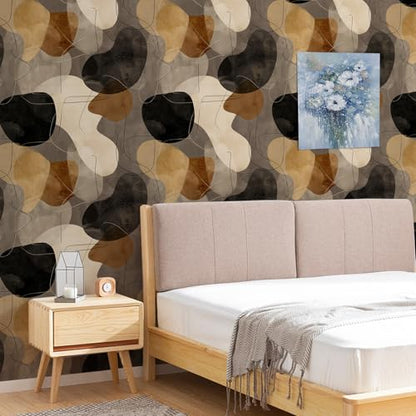 Modern Abstract Peel and Stick Wallpaper, Neutral Geometric Wallpaper